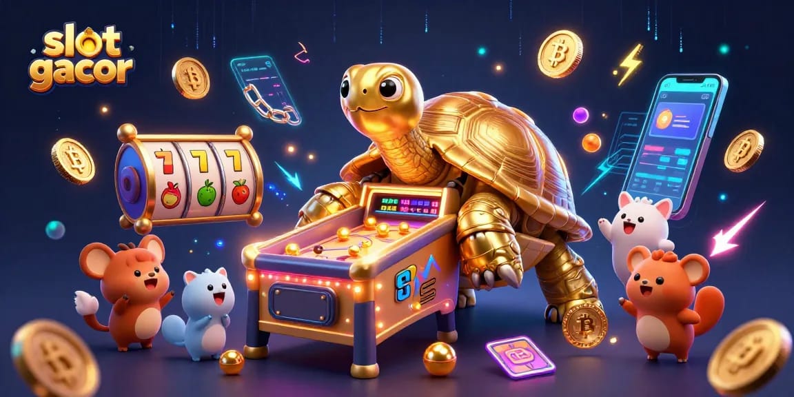 Engage with slot gacor while experiencing a vibrant 3D illustration of a casino scene.