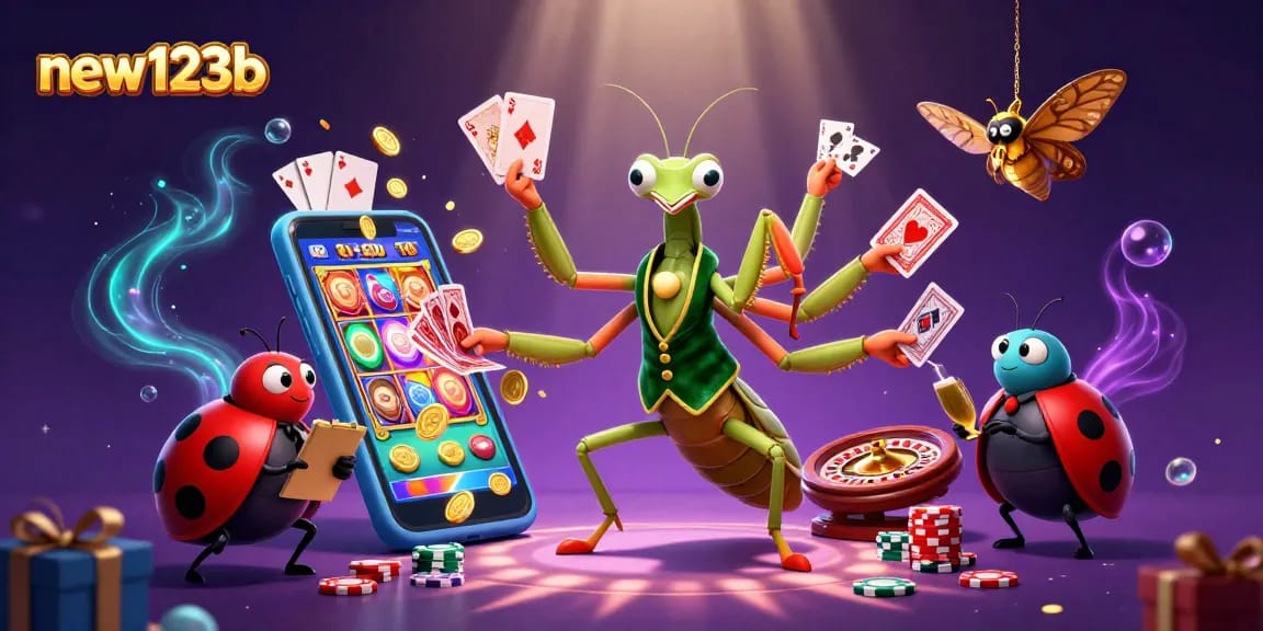 Engage with the thrilling world of new123b as vibrant casino characters bring games to life.