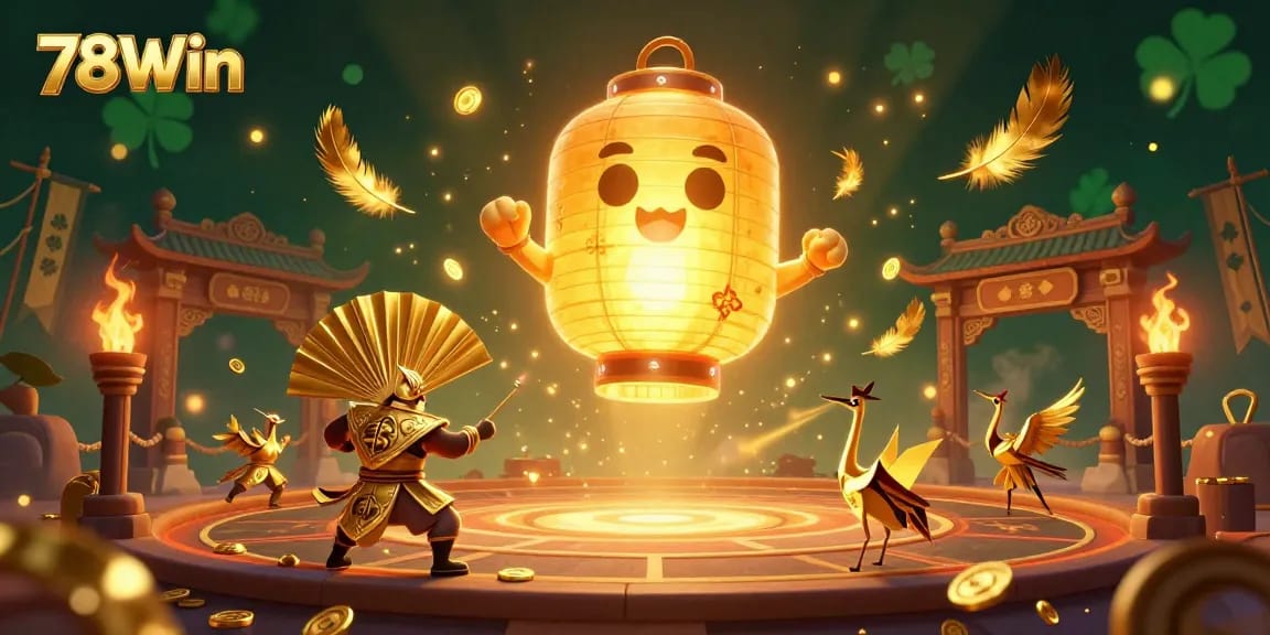 Experience the excitement of 78Win with vibrant and dynamic casino elements in this 3D illustration.