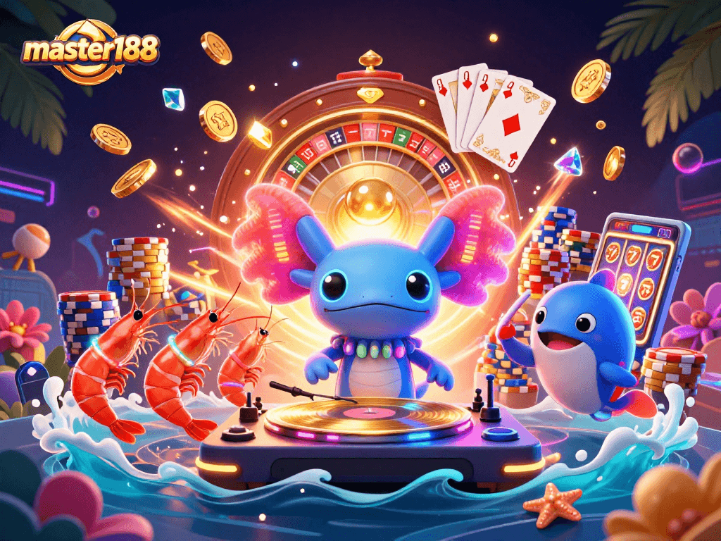 Watch master188's dynamic casino scene with vibrant characters celebrating a winning moment.