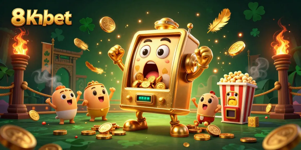 Celebrate big wins at 8xbet with vibrant slot machines and golden coins exploding in excitement.