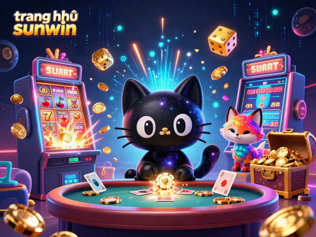 Engage with the vibrant cosmic casino world of trang chủ sunwin, featuring a black hole cat and a nebula fox.