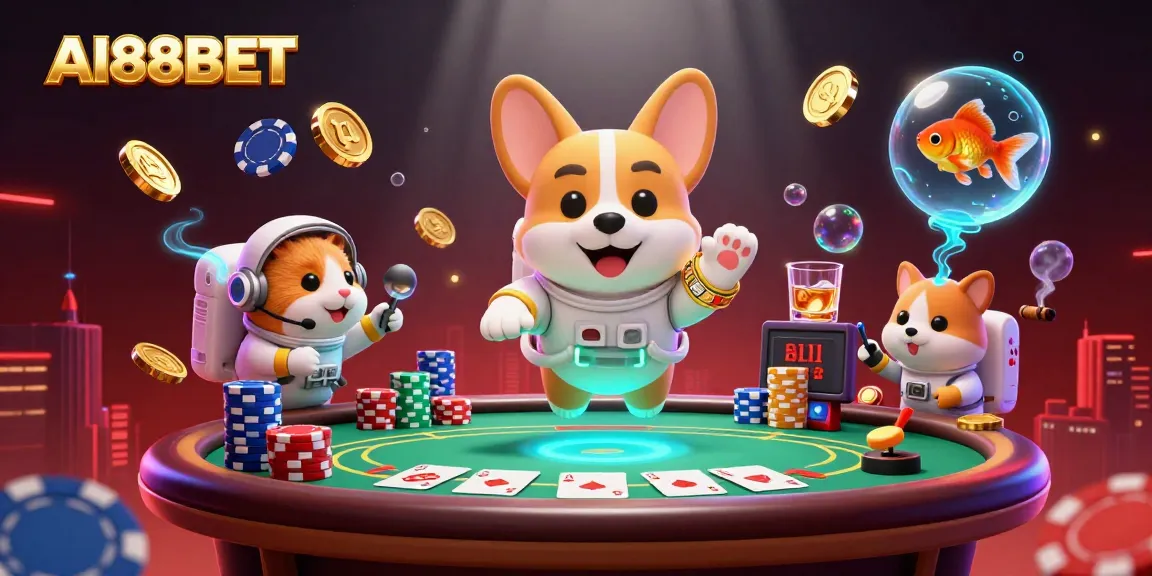 Engage with AI88BET's vibrant casino gaming scene featuring animated characters and rich details.