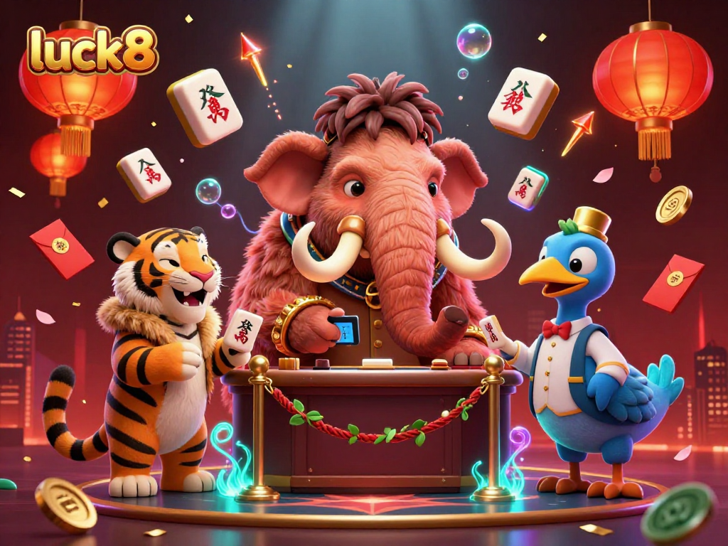 Experience luck8's vibrant casino atmosphere with unique characters and dynamic game elements.