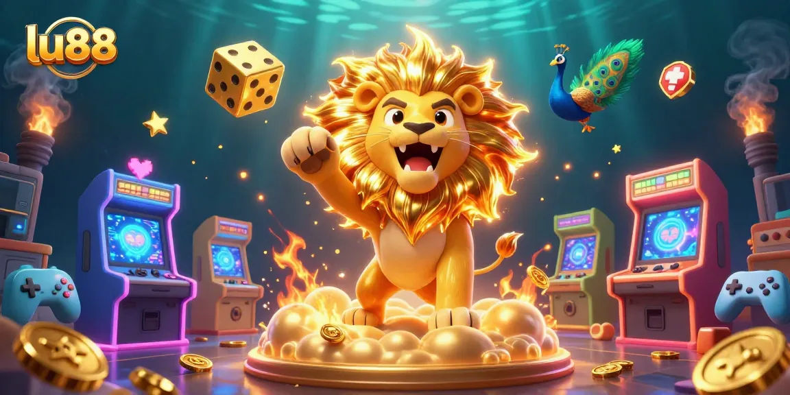 Engage in thrilling gaming at lu88 with vibrant symbols and stellar elements in an exciting casino scene.