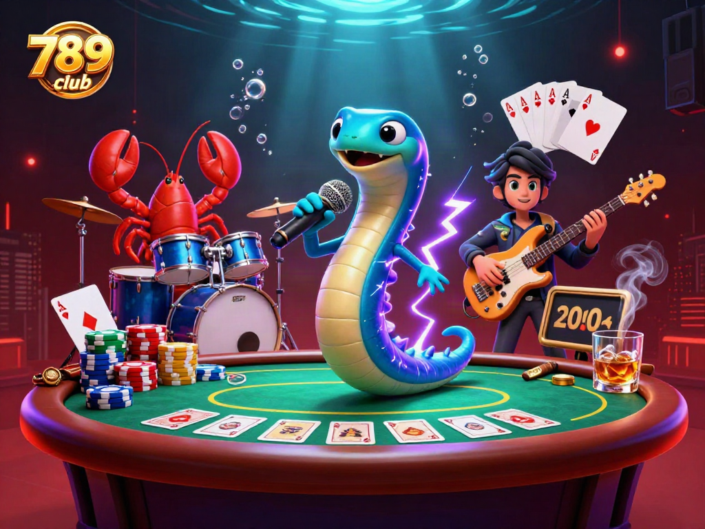 Experience thrilling gameplay with 789club as electric eel DJ rocks an underwater casino.