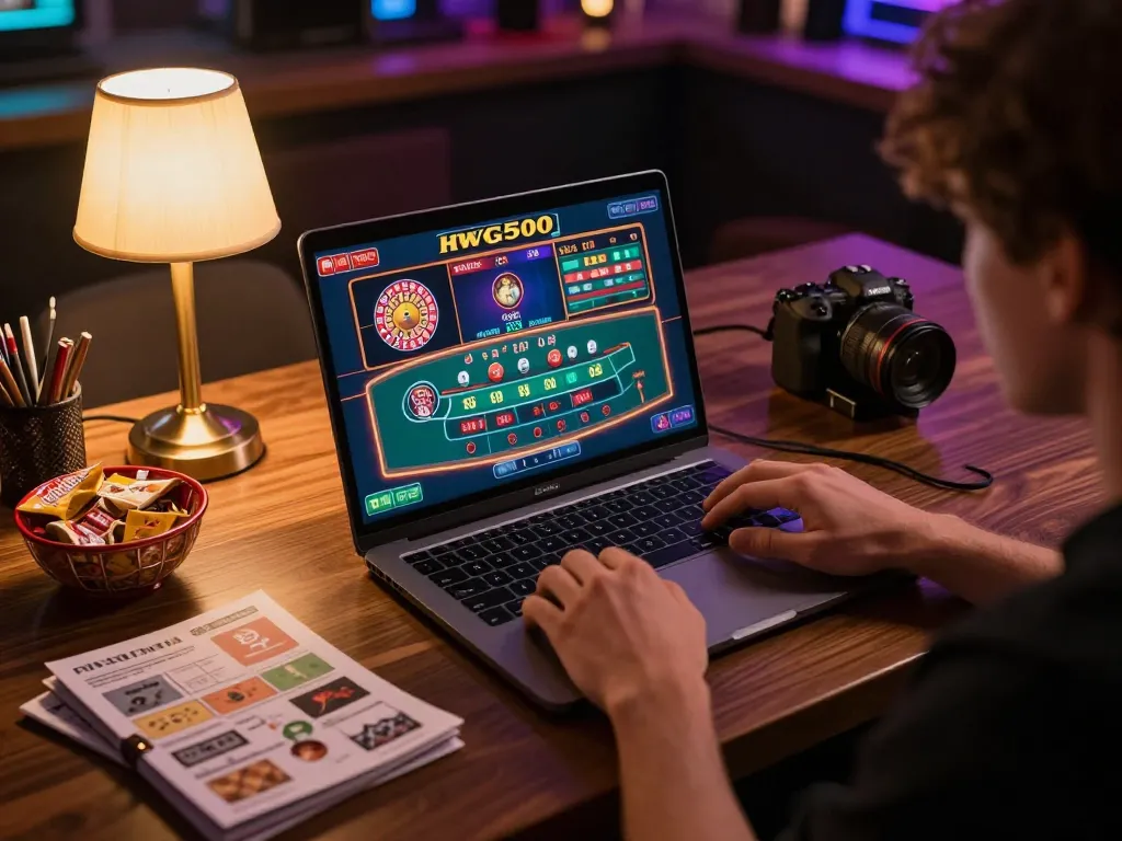 Engaged player enjoying the immersive experience at hwg500 casino through online games