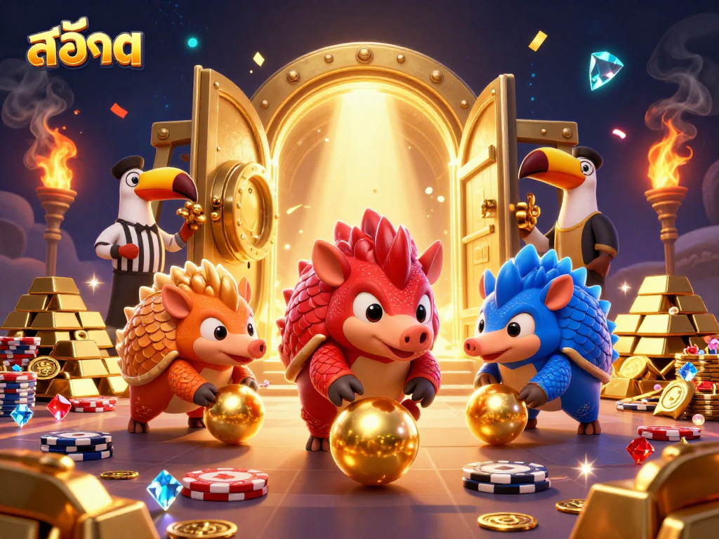 Experience the ultimate สล็อต action with rival pangolins battling for golden treasures!