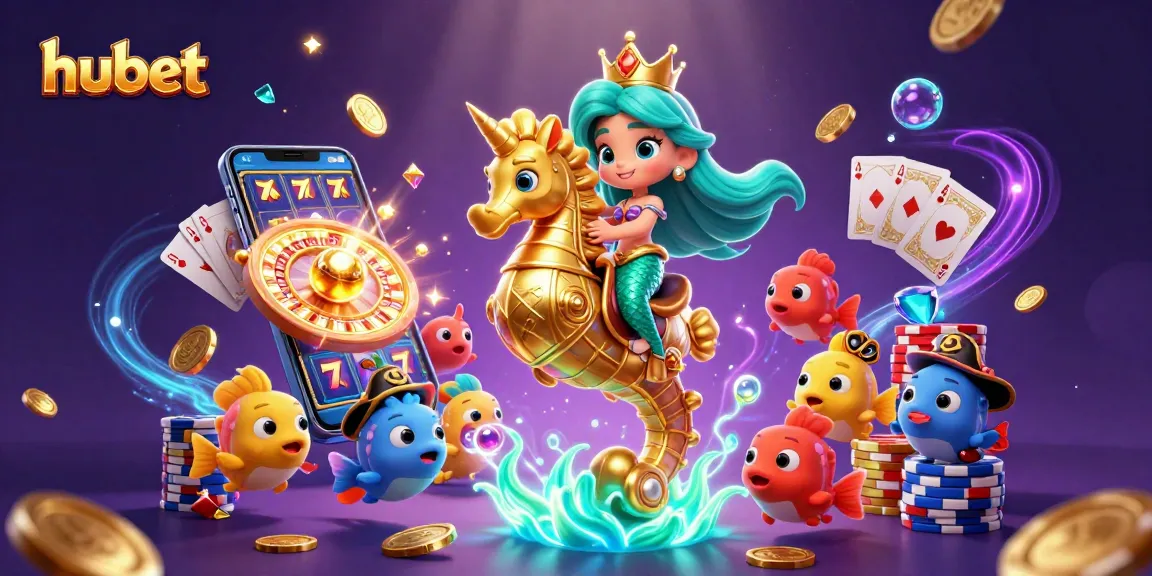 Experience thrilling wins with hubet in this vibrant underwater-themed casino illustration.