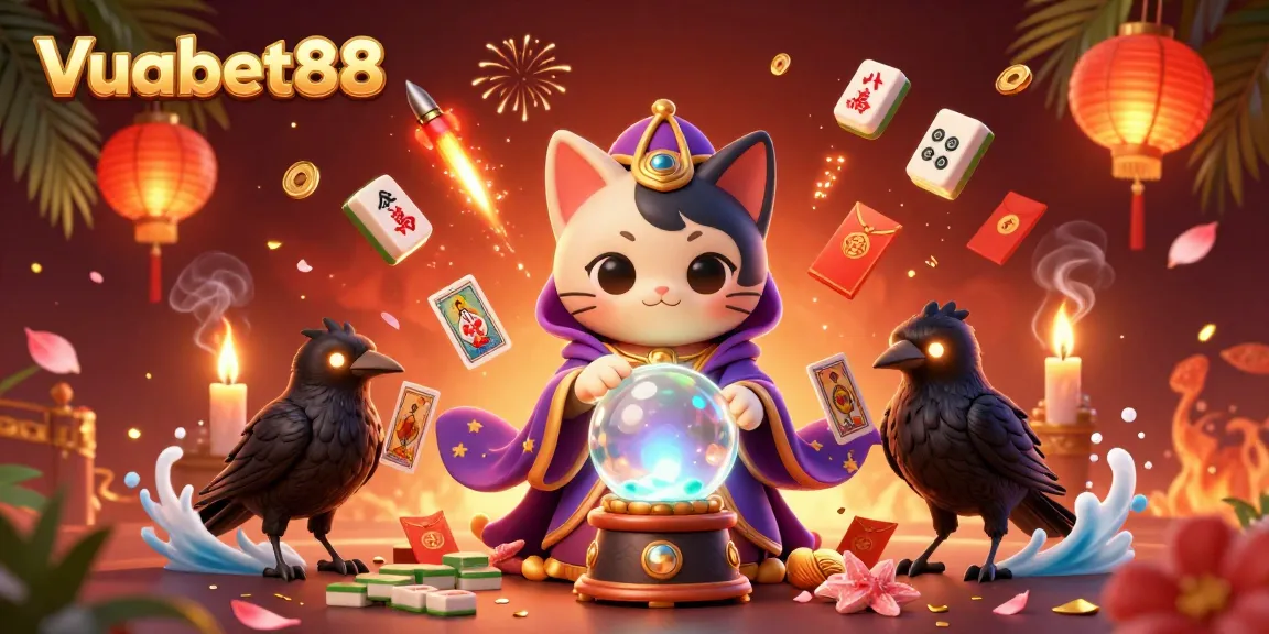 Experience thrilling action with Vuabet88 as a mystical cat and raven conjure fortune with enchanting game elements.