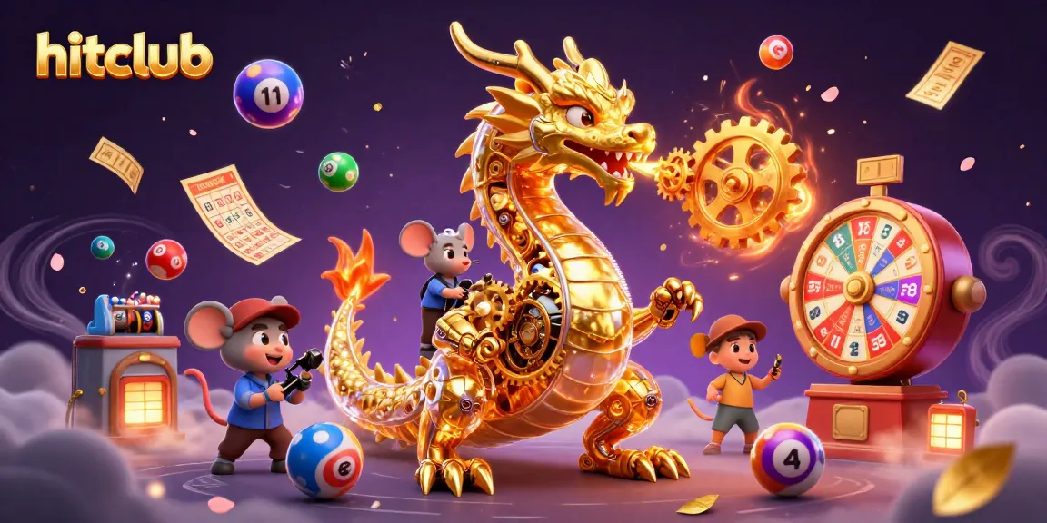 Experience thrilling jackpot prizes with hitclub's animated golden dragon lottery scene
