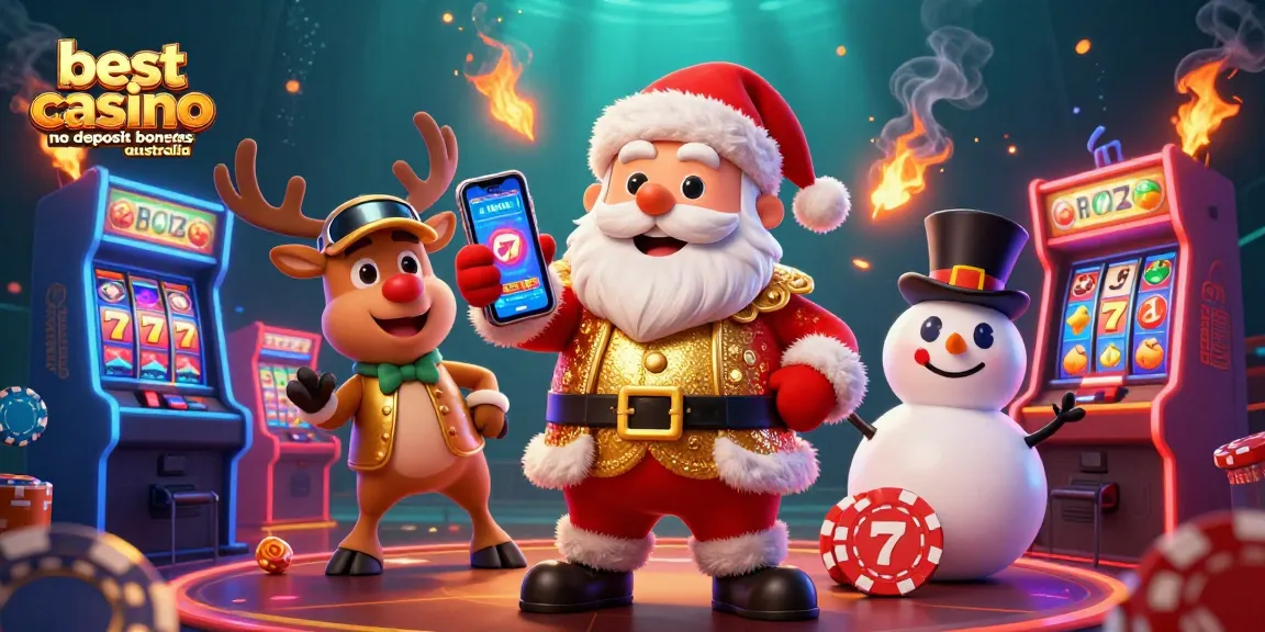 Experience the thrill of the best casino no deposit bonuses australia with Santa and friends in a festive casino scene.