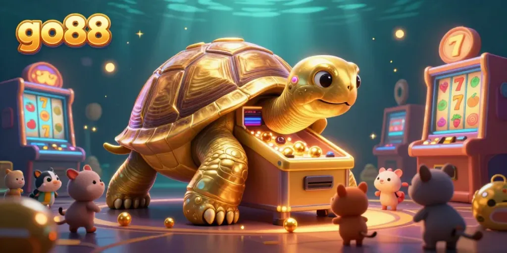 Engage with the thrilling go88 gambling experience in a vivid 3D casino scene.