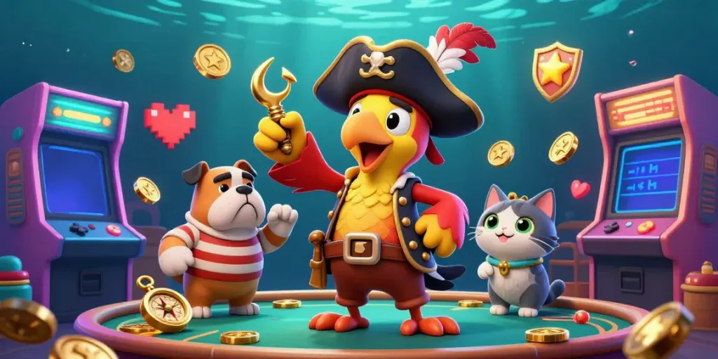 Watch Gavangtv's pirate-themed gaming scene filled with vibrant 3D arcade elements and engaging characters.