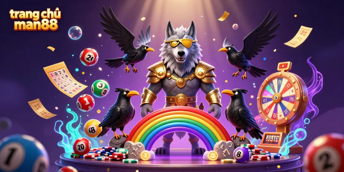 Engage with the vibrant world of trang chủ man88 through an enchanting digital illustration showcasing Odin and his ravens amidst rich casino elements.