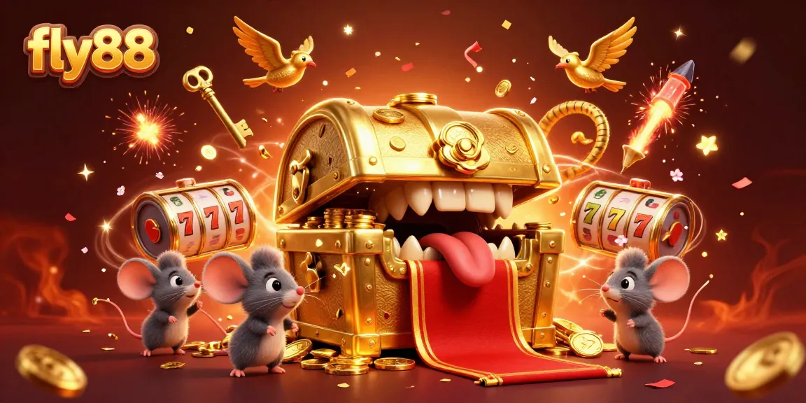 Experience excitement and winning potential with fly88's lively casino-themed illustration featuring vibrant games.