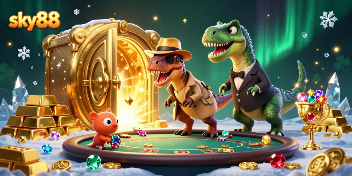 Engage with sky88's thrilling casino action featuring characters in a dynamic and colorful setting