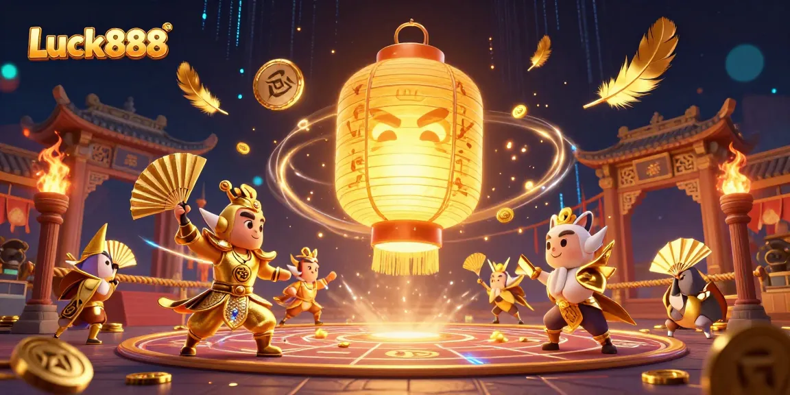 Experience Luck888 with vibrant casino scenes featuring golden lanterns and dynamic gaming elements.