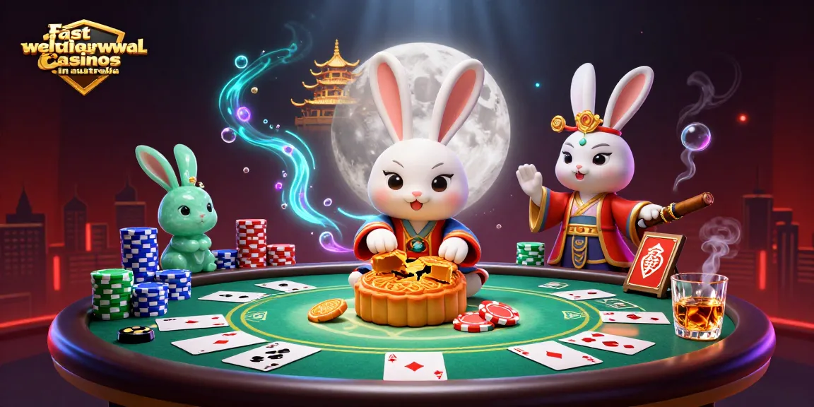 Experience fast withdrawal casinos in Australia featuring poker chips and vibrant gaming elements.